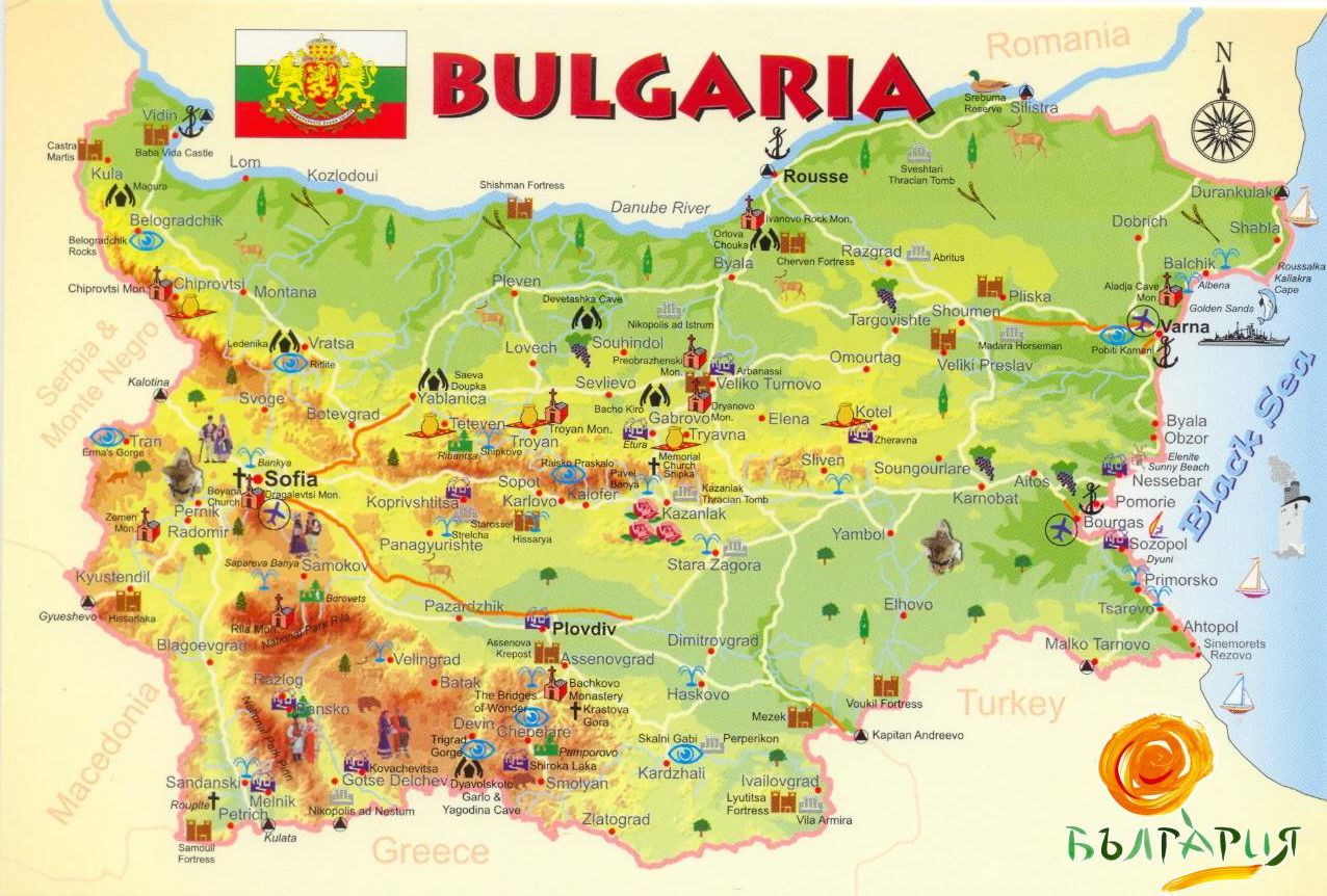 карта болгария